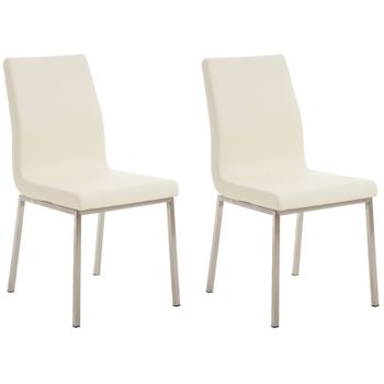 Clp Set De 2 Sillas De Comedor Colmar Simil Cuero Crema 50x40x88 Cm