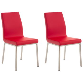 Clp Set De 2 Sillas De Comedor Colmar Simil Cuero Rojo 50x40x88 Cm