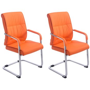 Clp Set De 2 Sillas Cantiléver Anubis En Piel Sintética Simil Cuero Naranja 65x58x102 Cm