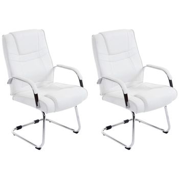 Clp Set De 2 Sillas Cantilever Xxl Attila En Polipiel Simil Cuero Blanco 67x60x104 Cm