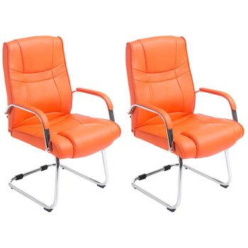 Clp Set De 2 Sillas Cantilever Xxl Attila En Polipiel Simil Cuero Naranja 67x60x104 Cm