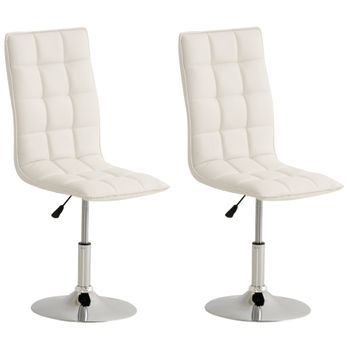 Clp Set De 2 Sillas De Comedor Peking Simil Cuero Blanco 56x43x90 Cm