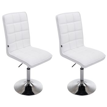 Clp Set De 2 Sillas De Comedor Peking Simil Cuero Blanco 59x43x90 Cm