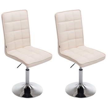 Clp Set De 2 Sillas De Comedor Peking Simil Cuero Crema 59x43x90 Cm