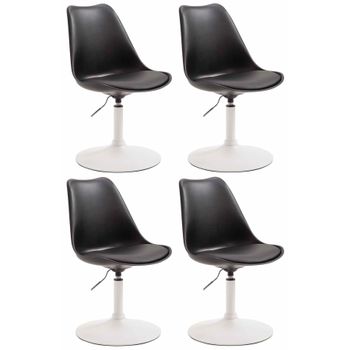 Clp Set De 4 Sillas De Comedor Maverick Con Pie De Trompeta Plástico Negro 57x48x76 Cm