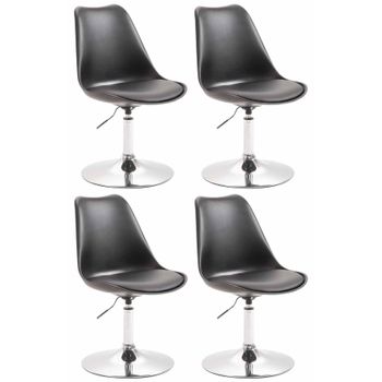 Clp Set De 4 Sillas De Comedor Maverick Con Pie De Trompeta Plástico Negro 57x48x76 Cm