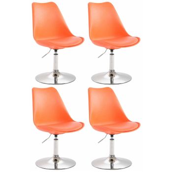 Clp Set De 4 Sillas De Comedor Maverick Con Pie De Trompeta Plástico Naranja 57x48x76 Cm