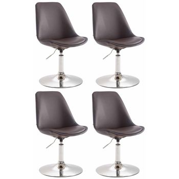 Clp Set De 4 Sillas Lounge Maverick En Polipiel Simil Cuero Marrón 57x48x76 Cm