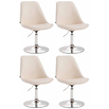 Clp Set De 4 Sillas Lounge Maverick En Polipiel Simil Cuero Crema 57x48x76 Cm