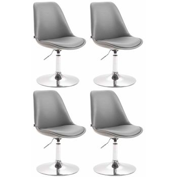 Clp Set De 4 Sillas Lounge Maverick En Polipiel Simil Cuero Gris 57x48x76 Cm