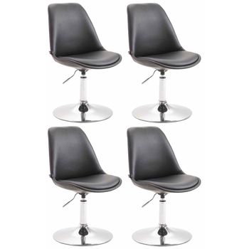 Clp Set De 4 Sillas Lounge Maverick En Polipiel Simil Cuero Negro 57x48x76 Cm