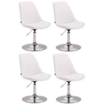 Clp Set De 4 Sillas Lounge Maverick En Polipiel Simil Cuero Blanco 57x48x76 Cm