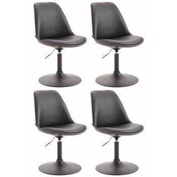 Clp Set De 4 Sillas Lounge Maverick En Polipiel Simil Cuero Negro 57x48x76 Cm