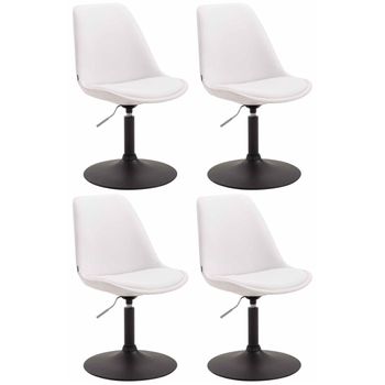 Clp Set De 4 Sillas Lounge Maverick En Polipiel Simil Cuero Blanco 57x48x76 Cm