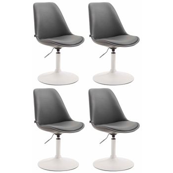 Clp Set De 4 Sillas Lounge Maverick En Polipiel Simil Cuero Gris 57x48x76 Cm