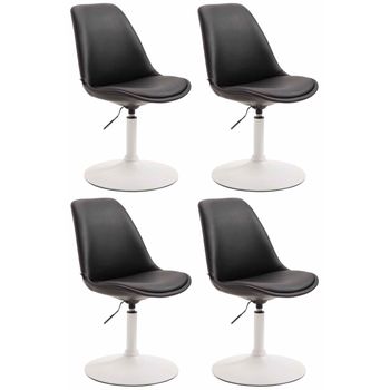 Clp Set De 4 Sillas Lounge Maverick En Polipiel Simil Cuero Negro 57x48x76 Cm