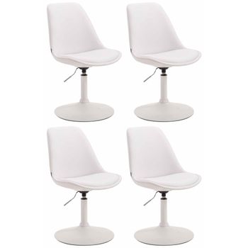 Clp Set De 4 Sillas Lounge Maverick En Polipiel Simil Cuero Blanco 57x48x76 Cm