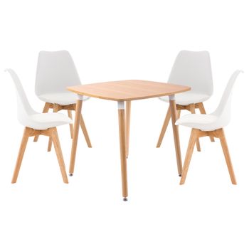 Conjunto Mesa Cristal Dima + 4 Sillas Meli Polipiel Camel Estilo Moderno  Comedor Cocina Salón con Ofertas en Carrefour