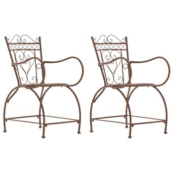 Clp Set De 2 Sillas De Jardín Sheela Metal Marrón Antiguo 60x48x88 Cm