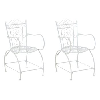 Clp Set De 2 Sillas De Jardín Sheela Metal Blanco 60x48x88 Cm