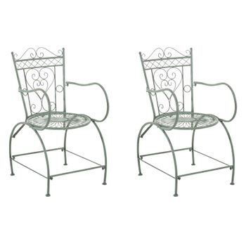 Clp Set De 2 Sillas De Jardín Sheela Metal Verde Antiguo 60x48x88 Cm