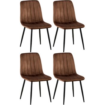 Clp Set De 4 Sillas De Salón Dijon En Tela O Terciopelo Marrón 53x45x88 Cm