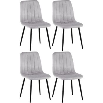 Clp Set De 4 Sillas De Salón Dijon En Tela O Terciopelo Gris 53x45x88 Cm