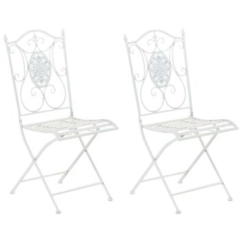 Clp Pack De 2 Sillas De Jardín Sibell Plegables Metal Blanco 49x42x91.5 Cm