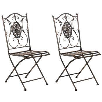 Clp Pack De 2 Sillas De Jardín Sibell Plegables Metal Bronce 49x42x91.5 Cm