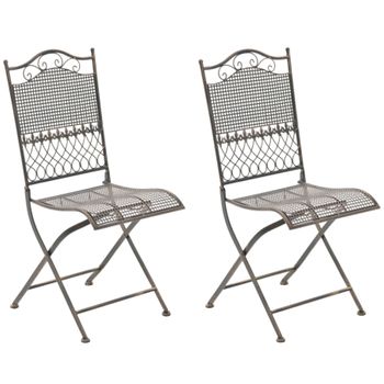 Clp Pack De 2 Sillas De Terraza Kiran Plegables Metal Bronce 50x41x91 Cm