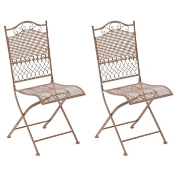 Clp Pack De 2 Sillas De Terraza Kiran Plegables Metal Marrón Antiguo 50x41x91 Cm