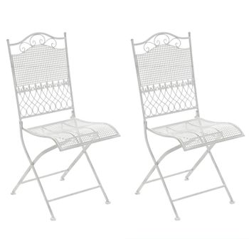 Clp Pack De 2 Sillas De Terraza Kiran Plegables Metal Blanco Antiguo 50x41x91 Cm