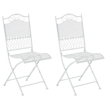 Clp Pack De 2 Sillas De Terraza Kiran Plegables Metal Blanco 50x41x91 Cm