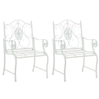 Clp Set De 2 Sillas De Jardín Punjab En Hierro Metal Blanco 53x62x94 Cm