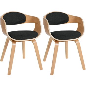 Clp Set De 2 Sillas De Comedor Kingston De Tela Y Madera Natural/negro 46x49x73 Cm