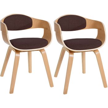 Clp Set De 2 Sillas De Comedor Kingston De Tela Y Madera Natural/marrón 46x49x73 Cm