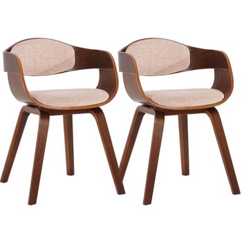 Clp Set De 2 Sillas De Comedor Kingston De Tela Y Madera Nogal/crema 46x49x73 Cm