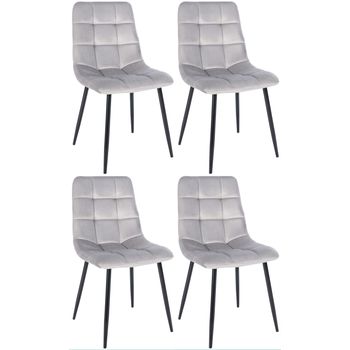 Clp Pack De 4 Sillas De Salón Antibes Terciopelo Gris 55x45x84 Cm