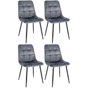 Clp Pack De 4 Sillas De Salón Antibes Terciopelo Gris Oscuro 55x45x84 Cm