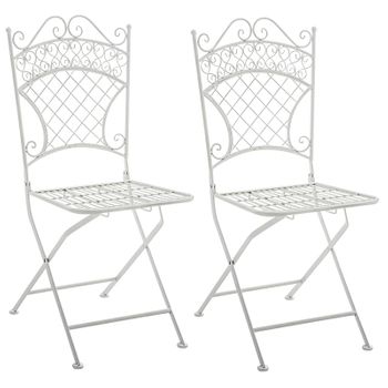 Clp Juego De 2 Sillas De Terraza Adelar En Hierro Forjado Metal Blanco 40x42x94 Cm