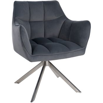 Clp Silla De Comedor Swing En Terciopelo Gris Oscuro 58x67x81 Cm