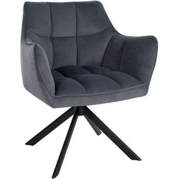 Clp Silla De Comedor Swing En Terciopelo Gris Oscuro 58x67x81 Cm