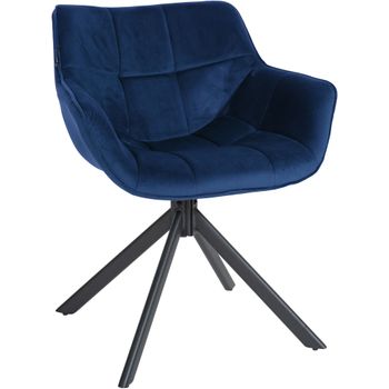 Clp Silla De Comedor Westport En Terciopelo Azul 59x65x78 Cm