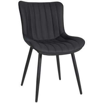 Clp Silla De Comedor Largo En Terciopelo O Polipiel Simil Cuero Negro 61x50x Cm