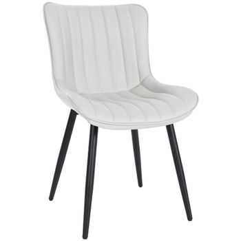 Clp Silla De Comedor Largo En Terciopelo O Polipiel Simil Cuero Blanco 61x50x Cm