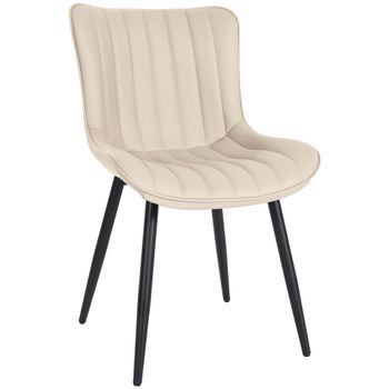 Clp Silla De Comedor Largo En Terciopelo O Polipiel Simil Cuero Crema 61x50x Cm