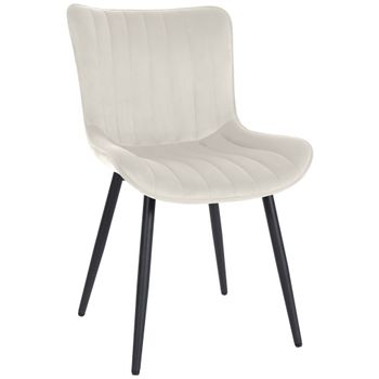 Clp Silla De Comedor Largo En Terciopelo O Polipiel Crema 61x50x Cm