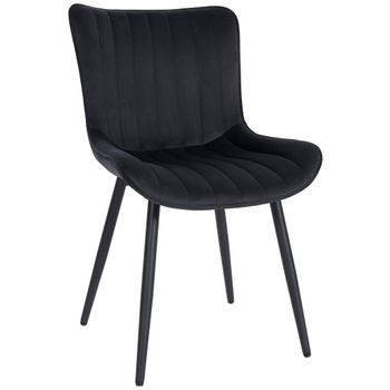 Clp Silla De Comedor Largo En Terciopelo O Polipiel Negro 61x50x Cm