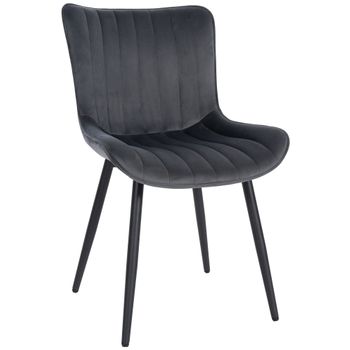 Clp Silla De Comedor Largo En Terciopelo O Polipiel Gris Oscuro 61x50x Cm