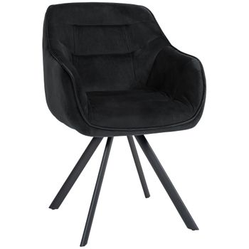 Clp Silla De Comedor Russel Terciopelo Negro 63x57x90 Cm